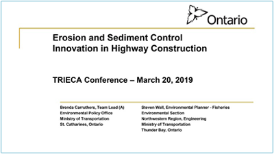 Erosion and Sediment Control Innovation in Highway Construction presentation cover page